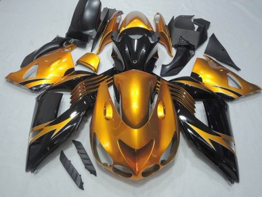 ABS 2006-2011 Black Gold Kawasaki ZX14R ZZR1400 Motorcycle Bodywork UK