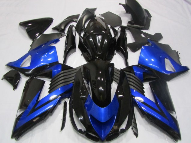 ABS 2006-2011 Black Blue Kawasaki ZX14R ZZR1400 Moto Fairings UK