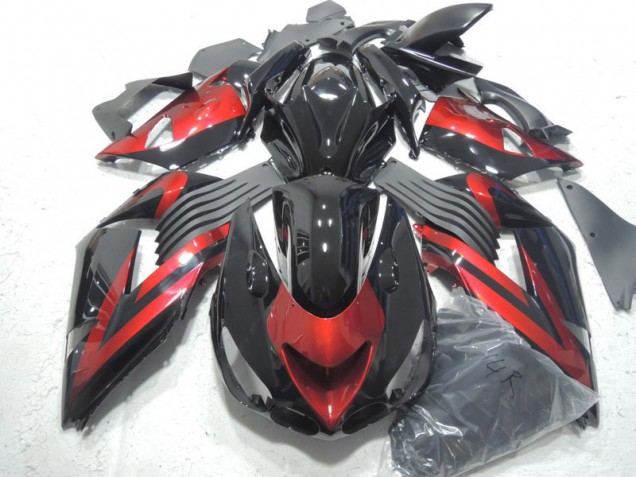 ABS 2006-2011 Black Red Kawasaki ZX14R ZZR1400 Motorcycle Fairings Kit UK