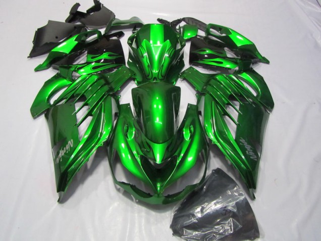 ABS 2012-2021 Green White Ninja Decal Kawasaki ZX14R ZZR1400 Bike Fairings UK