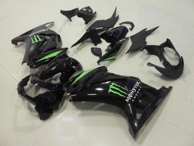 ABS 2008-2012 Black Green Monster Energy Kawasaki ZX250R Motorcycle Fairings Kit UK