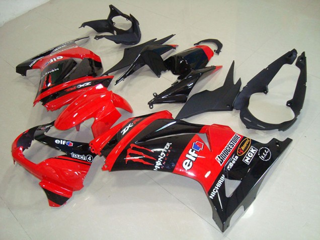 ABS 2008-2012 Black Red Monster Kawasaki ZX250R Bike Fairings UK