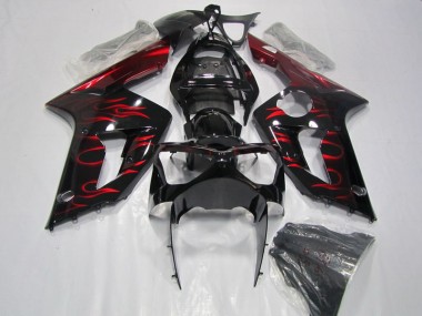 ABS 2003-2004 Black Red Flame Kawasaki ZX6R Motorcycle Fairing UK