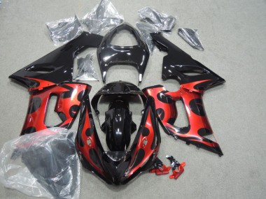 ABS 2005-2006 Black Red Kawasaki ZX6R Motorcycle Fairings UK