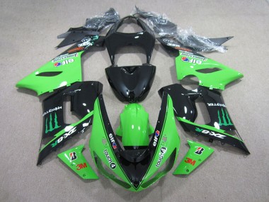 ABS 2005-2006 Black Green 3M Touch4 Monster Kawasaki ZX6R Motorbike Fairing UK