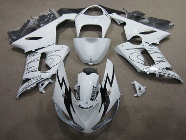 ABS 2005-2006 White Ninja 636 Kawasaki ZX6R Moto Fairings UK