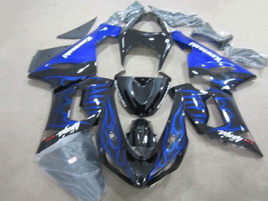 ABS 2005-2006 Black Blue Flame Ninja 636 Kawasaki ZX6R Motorcycle Fairings Kits UK