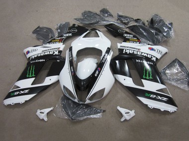 ABS 2007-2008 Black White Monster Kawasaki ZX6R Replacement Motorcycle Fairings UK