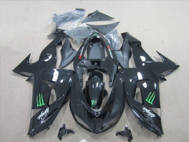 ABS 2007-2008 Black Ninja Green Monster Kawasaki ZX6R Bike Fairing Kit UK