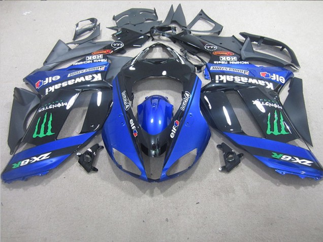 ABS 2007-2008 Black Blue Monster Kawasaki ZX6R Motorcycle Replacement Fairings UK