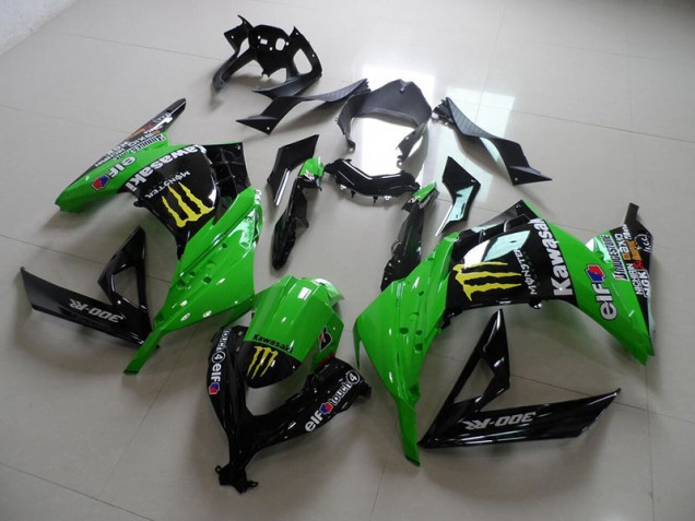 ABS 2013-2016 Black Green Monster Kawasaki ZX300R Motorcycle Fairings Kits UK