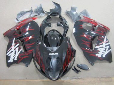 ABS 1996-2007 Black Red Flame Suzuki GSXR1300 Hayabusa Motorcylce Fairings UK