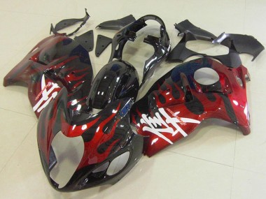 ABS 1996-2007 Black Red Flame Suzuki GSXR1300 Hayabusa Bike Fairings UK