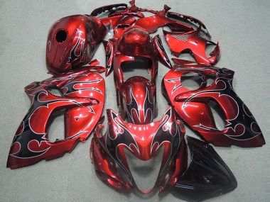 ABS 1996-2007 Red with Black Flame Suzuki GSXR1300 Hayabusa Motorcycle Fairings Kits UK