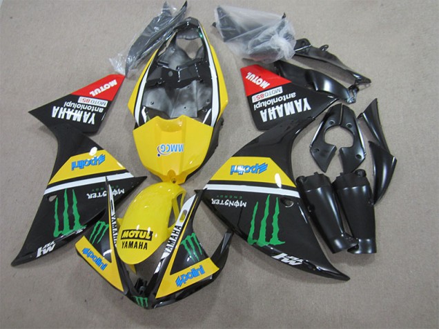 ABS 2009-2011 Black Yellow Motul Monster Yamaha YZF R1 Bike Fairing UK