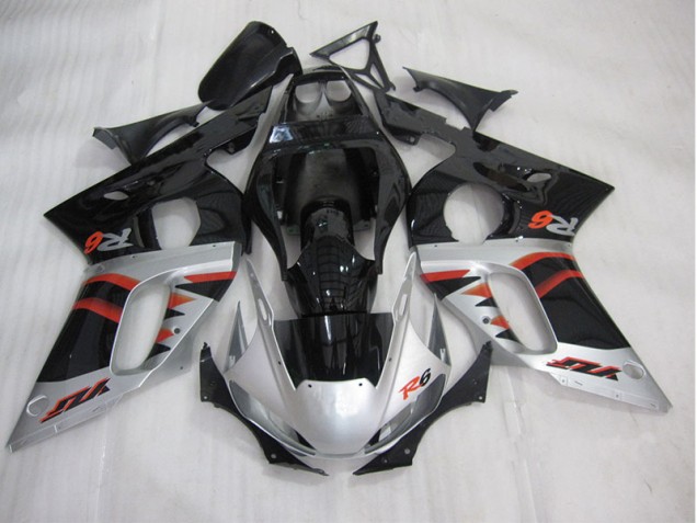 ABS 1998-2002 Black Silver Yamaha YZF R6 Motorcycle Fairing Kit UK